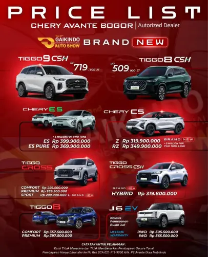 Pricelist Harga Chery setiabudi 2025